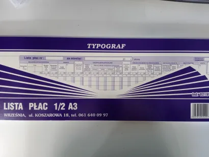 Lista Płac 1/2 A3 Typograf