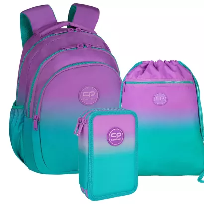 Zestaw Coolpack Gradient Blueberry Jerry Plecak + Worek + Wyposażony Piórnik