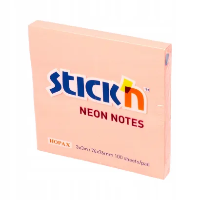 Karteczki Samoprzylepne Neonowe Różowe 100k 76x76mm Stick'n