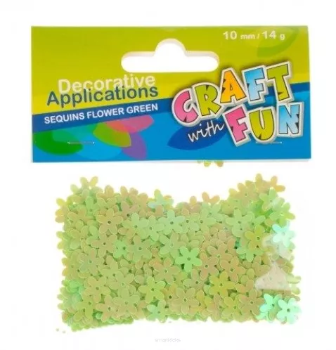 Cekiny Kwiaty Zielone 10mm, 14g Craft With Fun