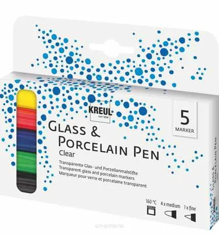 KREUL KOMPLET PISAKÓW DO PORCELANY I SZKŁA CLEAR 5 SZT