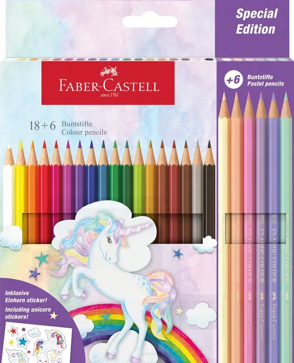 Kredki Sześciokątne Unicorn 18+6 Kolorów Faber-Castell  SmartKleks.pl