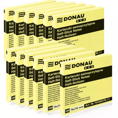 12 x Żółte Karteczki Samoprzylepne 76x76mm Donau