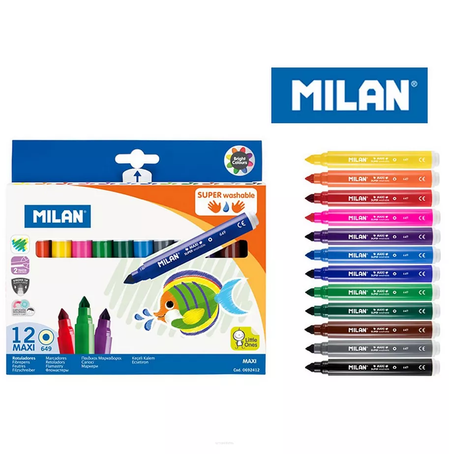 Flamastry Maxi Milan Super Washable 12 szt.