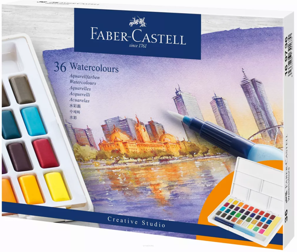 Farby Akwarelowe CS W Kostkach 36 KOL. FABER-CASTELL 169736 smartkleks.pl