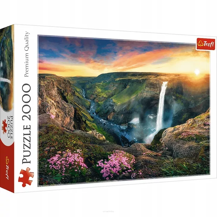 Puzzle Trefl 2000 Elementów Widok Góry Islandia Wodospad Haifoss  SmartKleks.pl