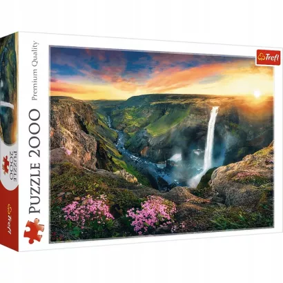 Puzzle Trefl 2000 Elementów Widok Góry Islandia Wodospad Haifoss  SmartKleks.pl