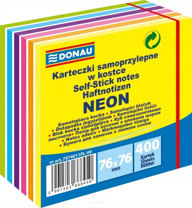 Karteczki Samoprzylepne w Kostce Neonowe 6 Kolorów  SmartKleks.pl