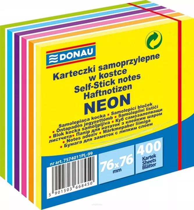 Karteczki Samoprzylepne w Kostce Neonowe 6 Kolorów  SmartKleks.pl