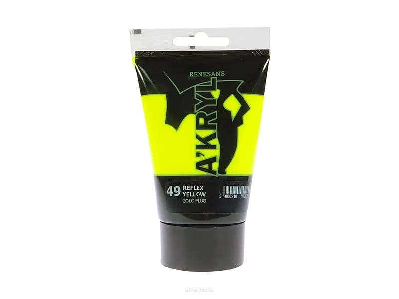 Farba Akrylowa Renesans 100ml 49 Żółta Fluorescencyjna