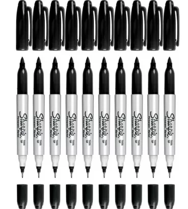 10 x Marker Budowlany Dwustronny Sharpie Twin Tip Czarny