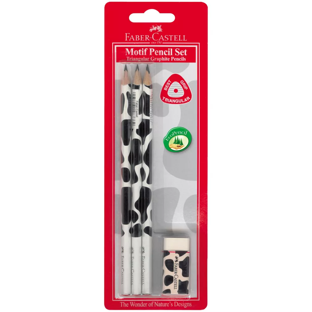 Zestaw Ołówków Faber Castell 3szt z Gumką smartkleks.pl