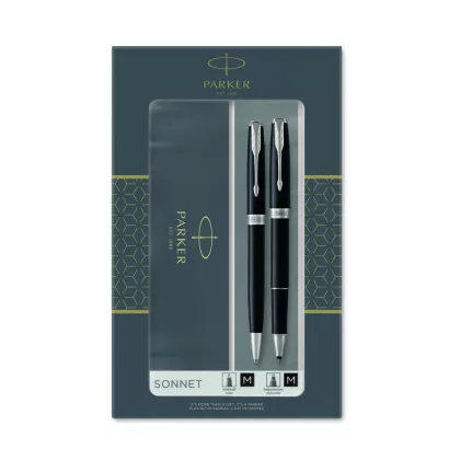 Parker Sonnet DUO Black Laquer Zestaw Prezentowy Długopis Pióro Kulkowe