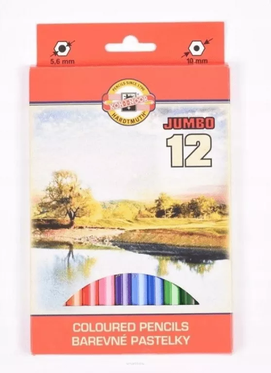 Kredki Omega Jumbo Grube Sześciokątne 12 Kolorów KOH-I-NOOR  SmartKleks.pl