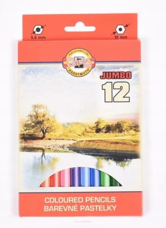 Kredki Omega Jumbo Grube Sześciokątne 12 Kolorów KOH-I-NOOR  SmartKleks.pl