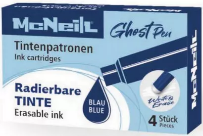McNeill Naboje Do Pióra Wymazywalne 4SZT Niebieskie Ghost