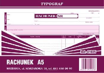 Rachunek A5 Poziom Samokop. Typograf