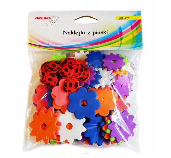 Naklejki z Pianki Kwiatki, Biedronki 88szt. Brewis