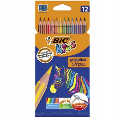 Kredki Ołówkowe BiC Kids Evolution Stripes 12 kol.