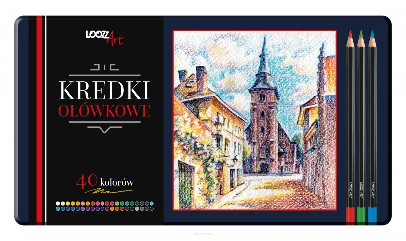 Kredki ołówkowe 40 kolorów, Loozz Art metalowe etui