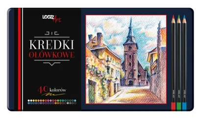 Kredki ołówkowe 40 kolorów, Loozz Art metalowe etui
