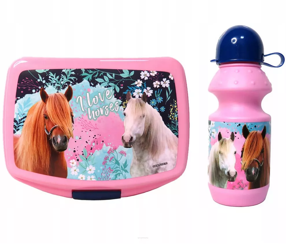 Zestaw Bidon Śniadaniówka Lunchbox DERFORM Konie 23 smartkleks.pl