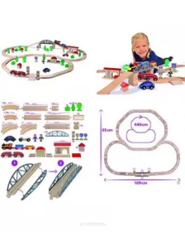 Drewniana Kolejka Ze Światłem 80 Elementów Eichhorn smartkleks.pl