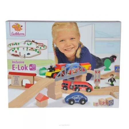 Drewniana Kolejka Ze Światłem 80 Elementów Eichhorn smartkleks.pl