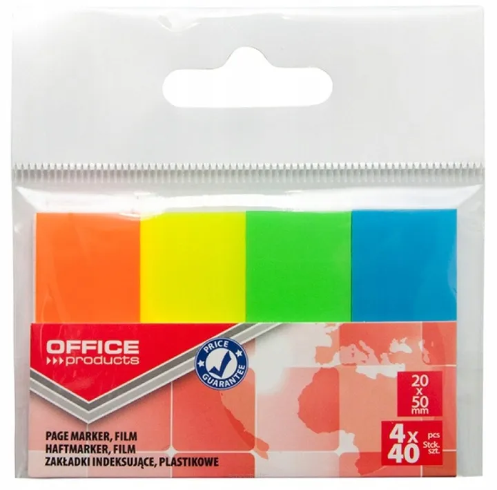 Zakładki Indeksujące PP Plastikowe 4x40 Zakładek Neonowe  SmartKleks.pl

