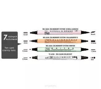 Zestaw pisaków do kaligrafii Kuretake Twin Black Marker smartkleks.pl