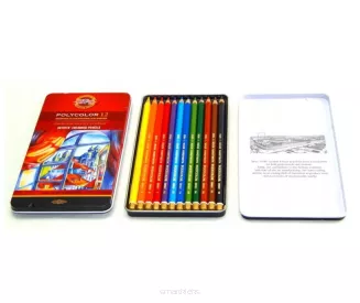 Kredki Ołówkowe Artystyczne Koh-I-Noor Polycolor 12szt Metal smartkleks.pl