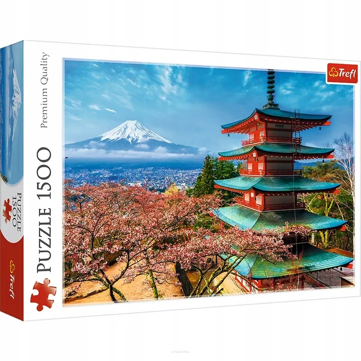 Puzzle Trefl 1500 Elementów Góra Fudżi Japonia Świątynia Kwiaty  SmartKleks.pl