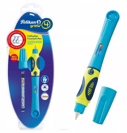 Pióro Wieczne do Nauki Pisania dla Leworęcznych Pelikan Griffix 4 Neon Blue