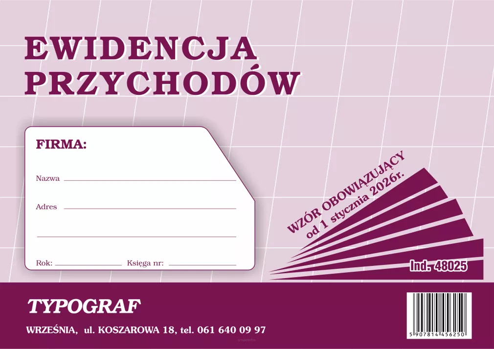 Ewidencja Przychodów A4 Typograf wzór 2026
