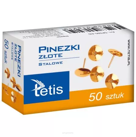 Pinezki Złote Stalowe GP095-AO 50szt. Tetis