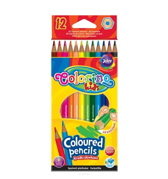 Kredki ołówkowe sześciokątne Colorino 12 kolorów
