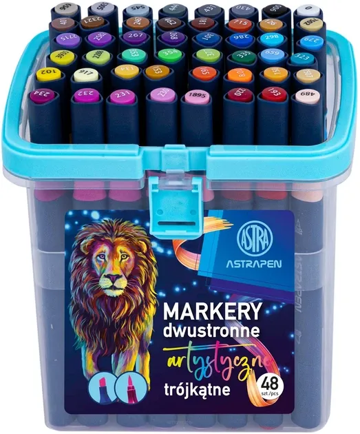 Zestaw markerów wielokolorowych Astra dwustronne Trójkątne 48 szt
