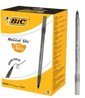 Zestaw Długopis Bic Round Stic Czarny 60szt