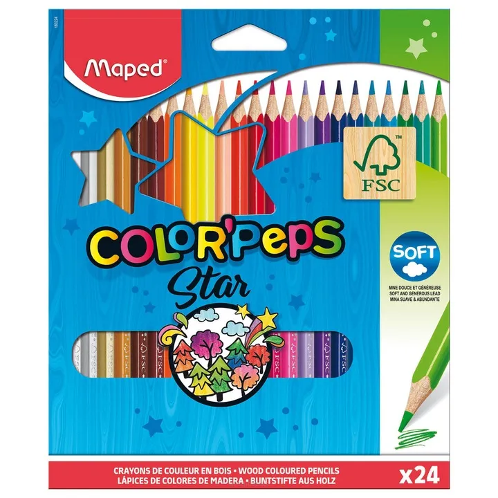Kredki Ołówkowe Trójkatne 24 Kolory Color Peps Star Maped  SmartKleks.pl