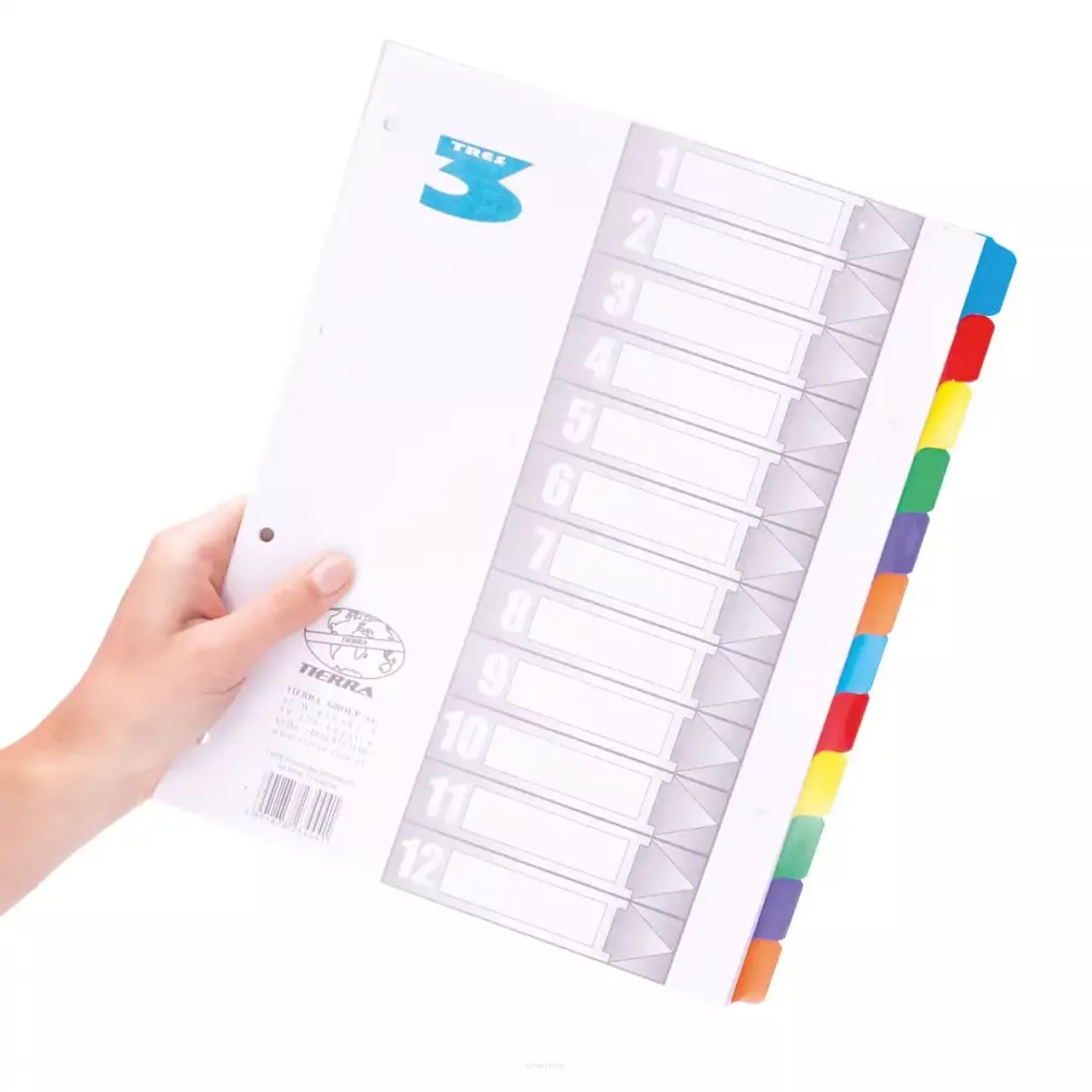 Przekładki do Segregatora Laminowane A4 Maxi 12 Kolorów  SmartKleks.pl