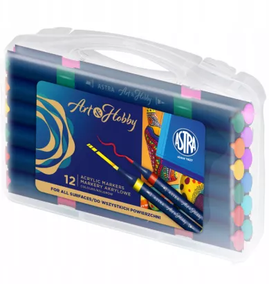 Markery Akrylowe Dwustronne 12szt Astra