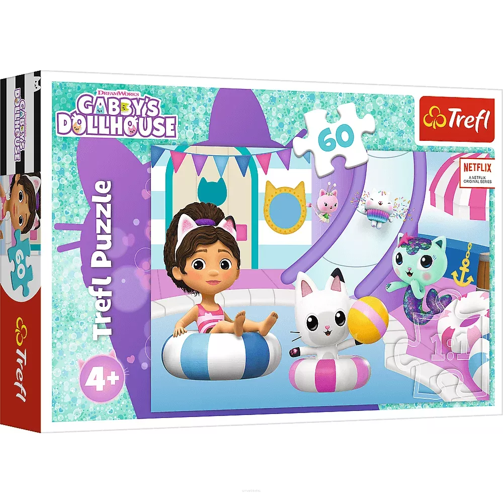 Puzzle Trefl 60 Elementów Koci Domek Gabby na Basenie smartkleks.pl