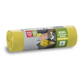 Worki do segregacji odpadów ANNA ZARADNA, metal, plastik, 120 l, 10 szt., żółte