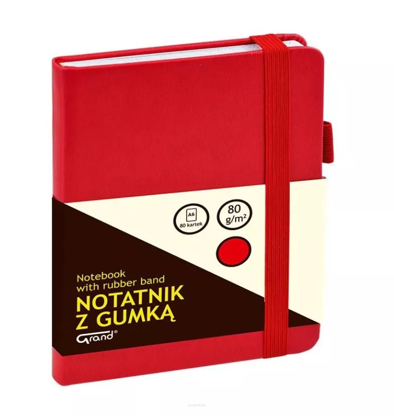 Grand Notatnik A6 z gumką kratka 80 kartek