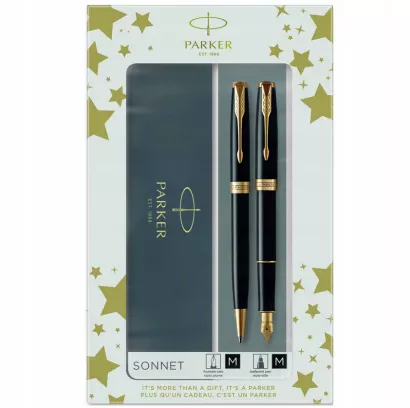 Parker Sonnet Black Laquer GT Zestaw Prezentowy