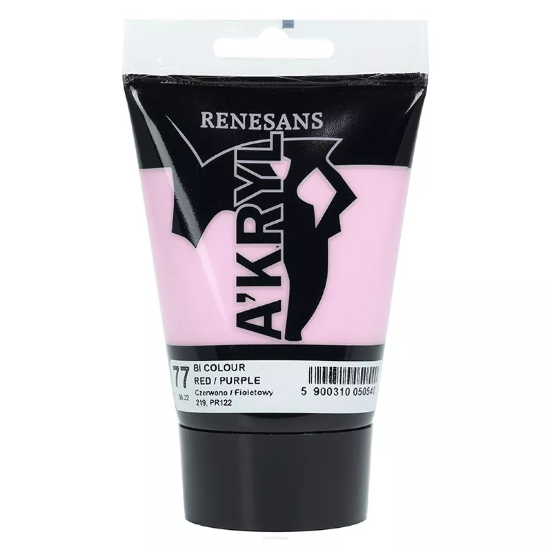 Farba akrylowa Akryl Bicolor - Renesans - 77, red purple, 100 ml