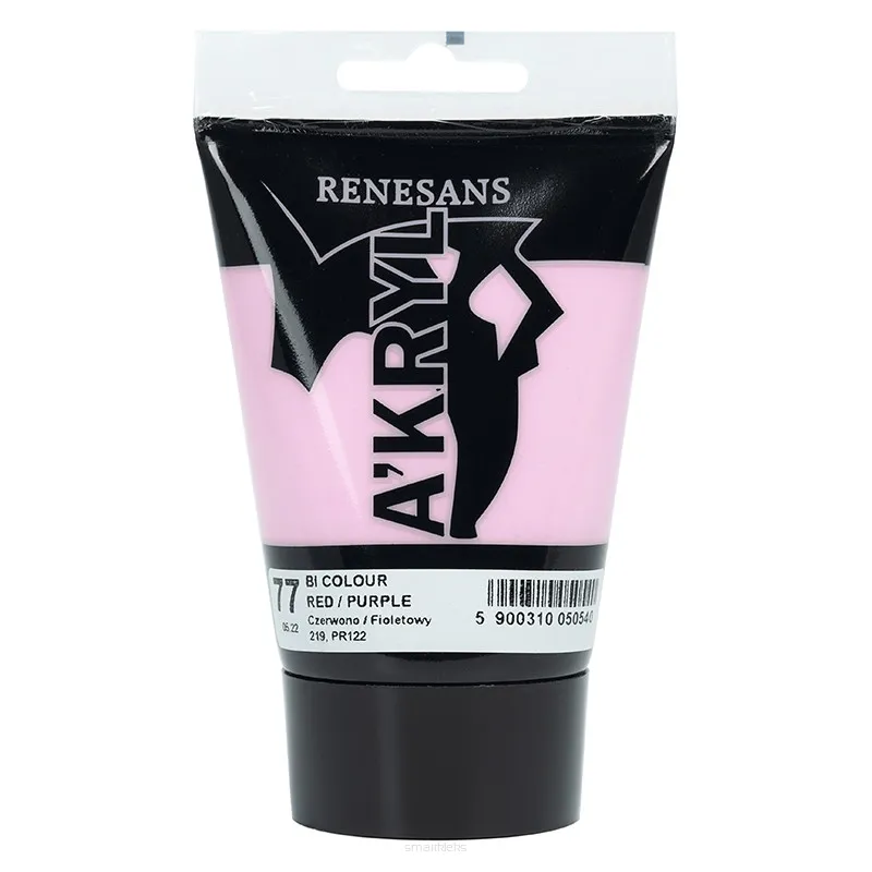 Farba akrylowa Akryl Bicolor - Renesans - 77, red purple, 100 ml