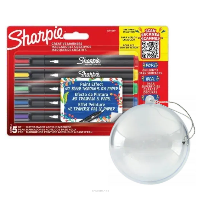Markery Akrylowe Sharpie z Akrylową Bombką do Zdobień smartkleks.pl