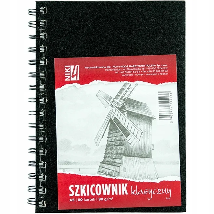 Szkicownik Klasyczny na Spirali A5 80 kartek 98g KOH-I-NOOR  SmartKleks.pl