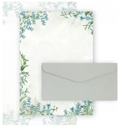 Papeteria A4 Fiori Blue 20 arkuszy + Koperta DL Gładki jasnoszary 10 szt 206253